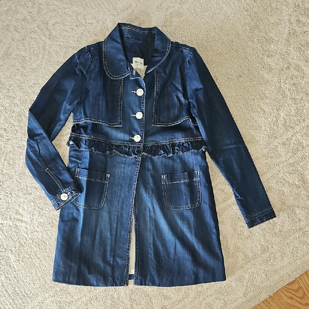 Mali Kids Denim Pwplum Trench Coat Size 12